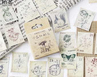 Vintage stämpelklistermärken för dagbok, scrapbooking, planerare och pyssel