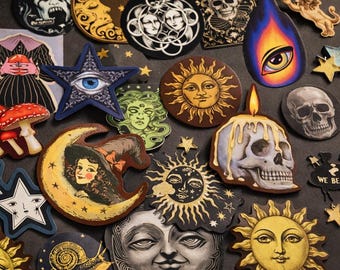 50 Vintage Celestial Stickers, Grunge Aesthetic Pack for Journal Scrapbook Notebook