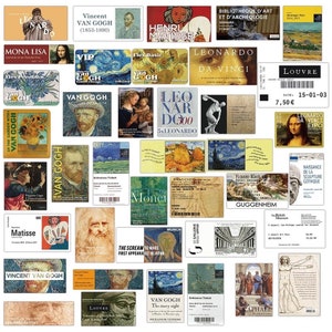 Random Famous Museum Painting, Decal, Vinyl Stickers Pack, Artist, Bullet Journal, Scrapbooking, Laptop, Water Bottle Luggage #V002