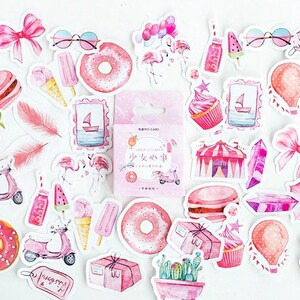 Travel Sticker Pack Journal Diary Girl Pink Watercolor Sticker Pack Cute Stickers Planner Love Romantic Gift for her Best friend gift DIY
