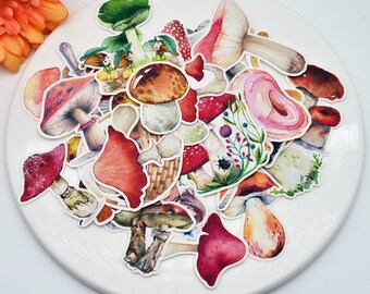 Mushroom Stickers - 33 pcs Floral Sticker Pack, Planner Stickers