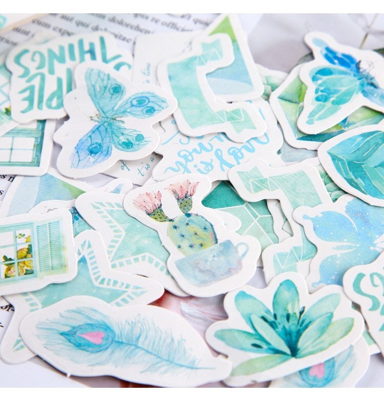 45 pcs mint aesthetic stickers tumblr mini sticker pack etsy israel