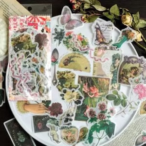 60 pcs Butterfly Floral Large Washi Sticker Flakes Pack Laptop Stickers Cute Stickers Planner Stickers Gift Stickers Journal