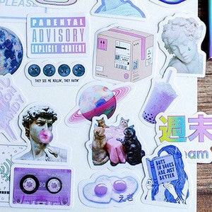 45 pcs Vaporwave Tumblr Stickers Set, Cute Stickers, Funny Stickers, DIY Scrapbooking, Planner Journal Diary meme Sticker Pack