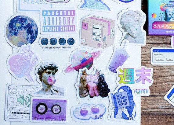45 Pcs Vaporwave Tumblr Stickers Set Cute Stickers Funny Etsy
