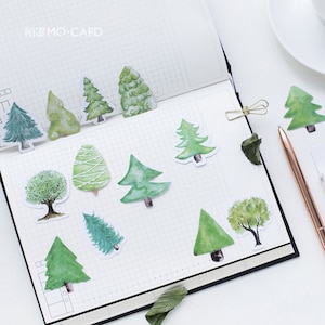40 pcs Tree Stickers Plant Stickers Forest Stickers Green Tree Stickers Sticker Pack Cute Watercolor Stickers Planner Gift for her DIY