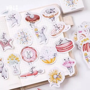 Kawaii Bunny Sticker Pack Stickers Cute Stickers Watercolor Stickers Planner Stickers Gift for her Laptop Stickers Best friend gift