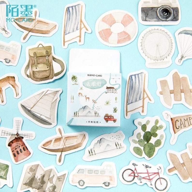 travel sticker colorful aesthetic sticker pack cute