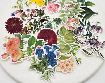 20 pcs Vintage Floral Stickers, Retro Flower Stickers for Planners