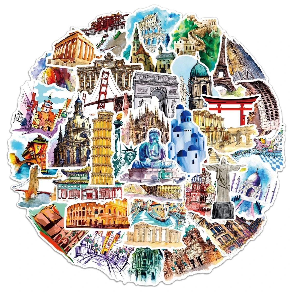 Architecture Waterproof PVC Landmark Decals for Journaling ...