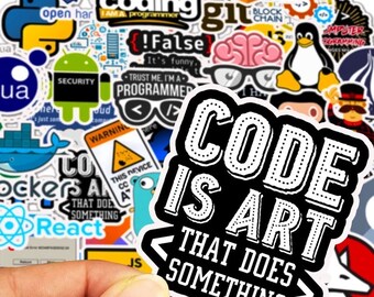 Programming Stickers Pack, Waterproof Vinyl Decals for Laptop, Water Bottle