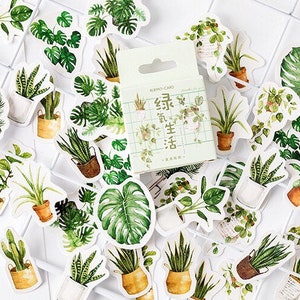 45 pcs Potted Plants Stickers, Cactus Sticker, Succulents Sticker Pack, Cute Watercolor Stickers Planner Gift for her Best friend gift