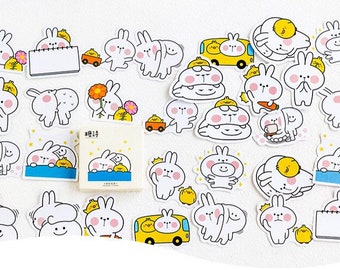 40 pcs Cute Bunny Sticker Pack kawaii Rabbit Stickers Happy Planner Stickers Funny Stickers Gift for her Best friend gift Planner Stickers