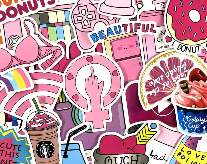 45 Pcs Pink Asthetic Sticker Laptop Stickers Feminist Girl Power ...
