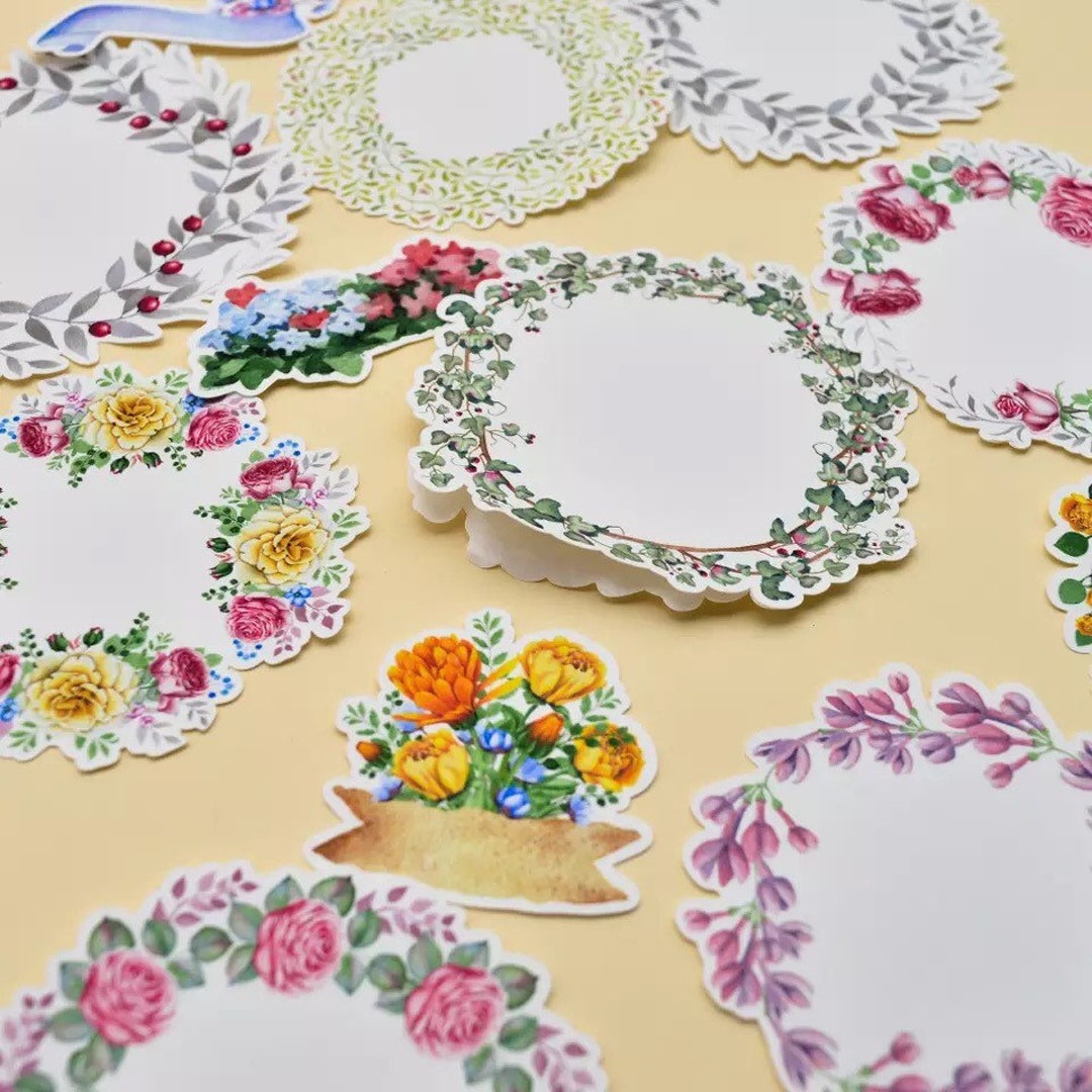 Flower Garland Stickers, Watercolor Floral Planner Stickers (15 Pcs) - Etsy