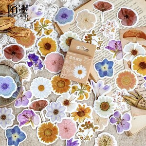 45 pcs Autumn Fall Flowers Decorative Stickers, Colorful Flower Sticker, Floral Scrapbooking Planner Journal Diary Cute Stationery