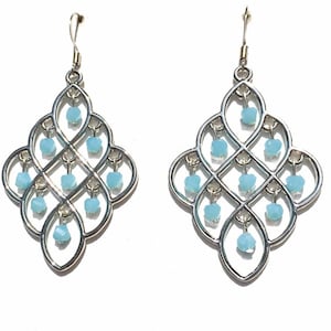 Blue Glass Chandelier Earrings