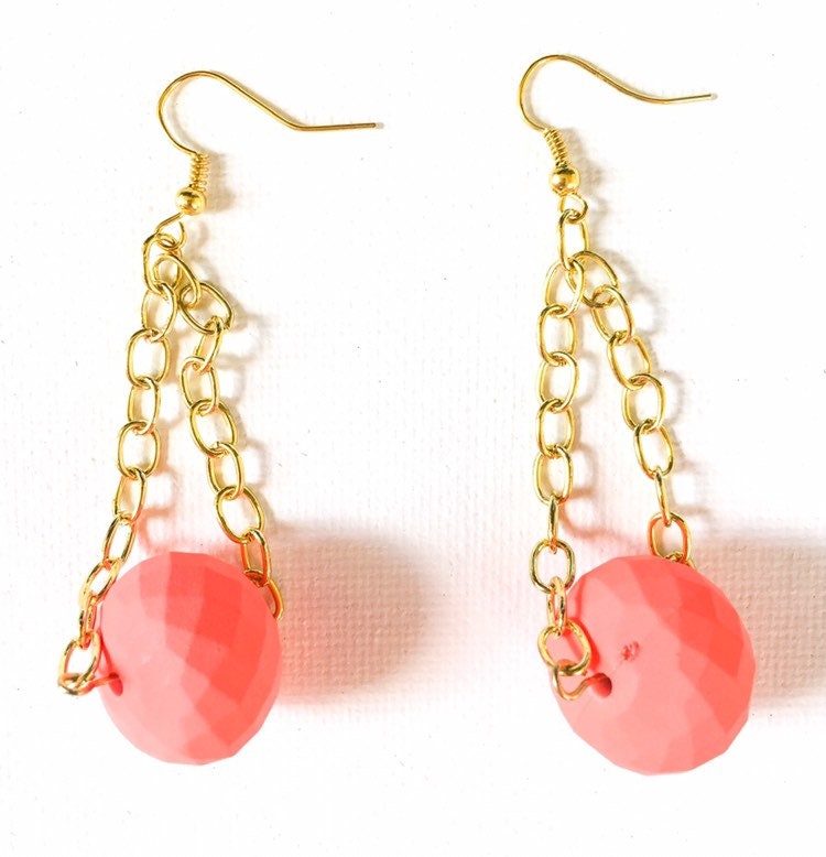 Chunky Matte Coral Colored Jewelry Set Etsy