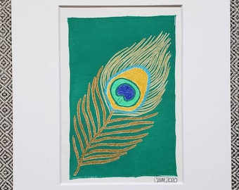 Colored Peacock Feather