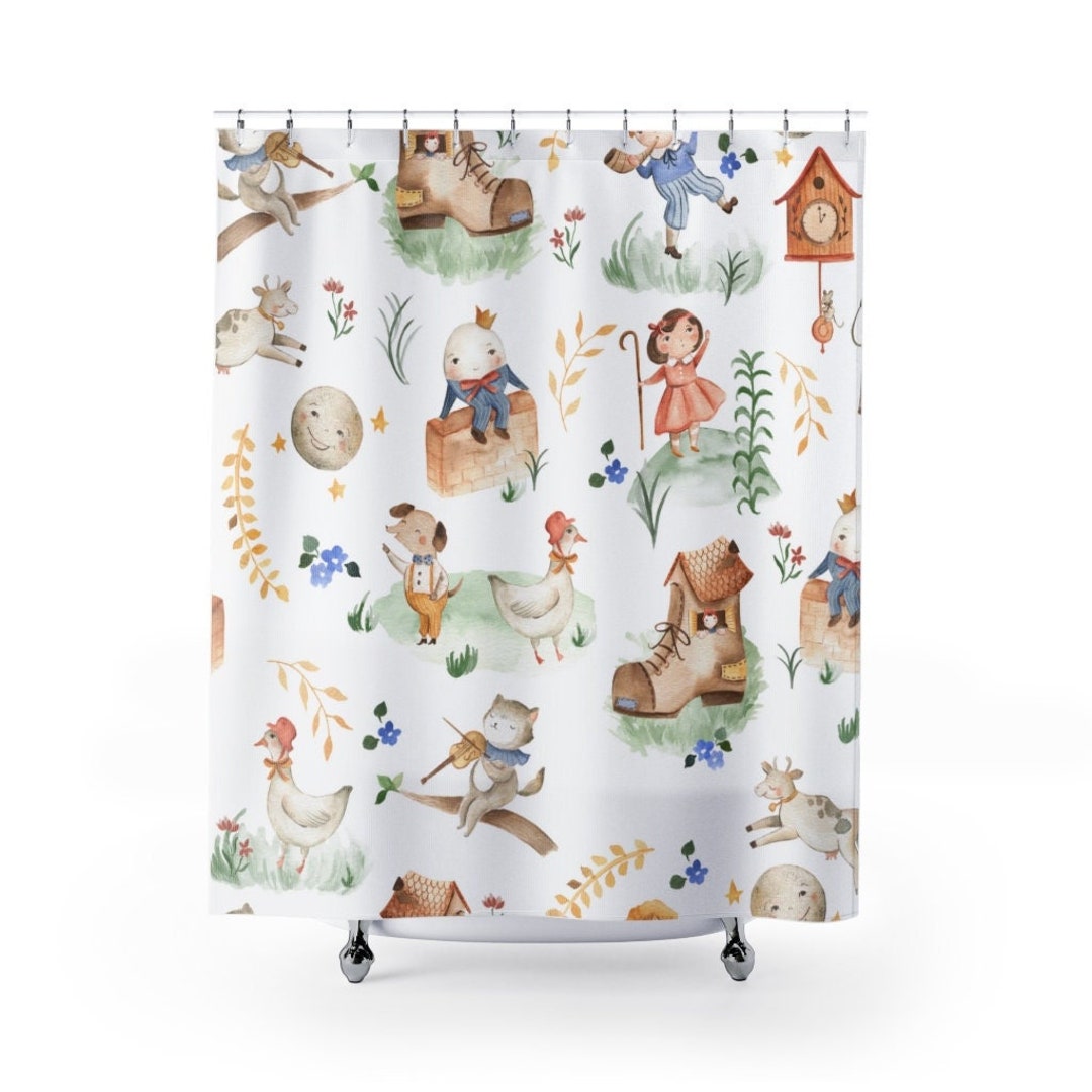Nursery Rhyme Shower Curtain, Nursery Rhyme Decoration, Nursery Rhyme