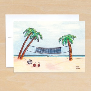 Beachvolleyball Grußkarte - Volleyball Geschenkkarte - Jeder Anlass - Innen blanko