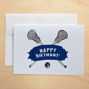 Blue, Green, or Red HAPPY BIRTHDAY LACROSSE Greeting Card