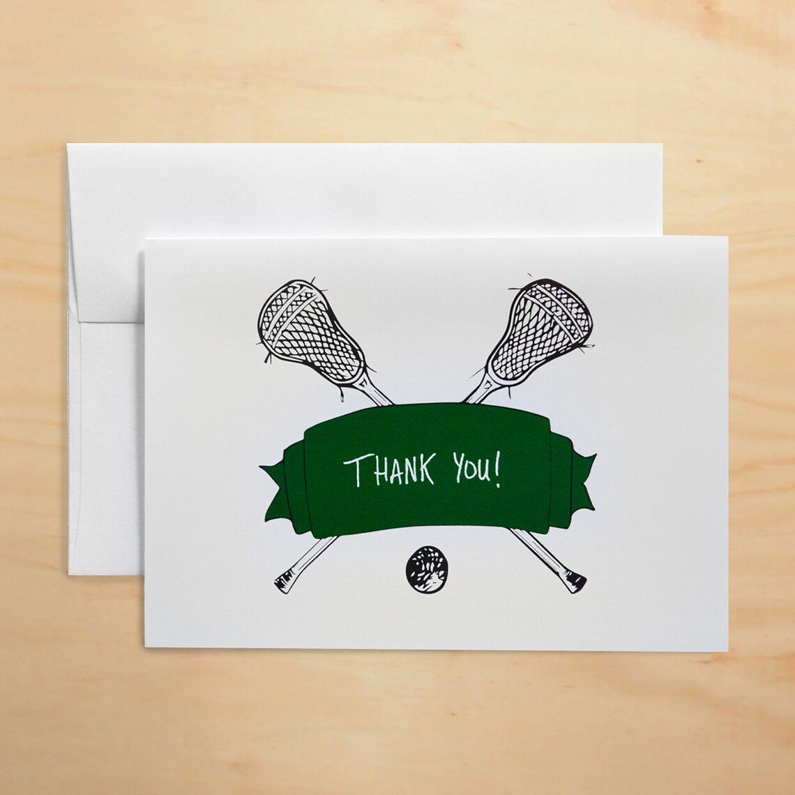 BLUE, GREEN or RED Lacrosse Thank You! Greeting Card - Etsy