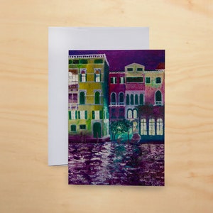 VENECIA en la noche retrato tarjeta de felicitación - impresión de la pintura original - tarjeta de regalo - En blanco en el interior