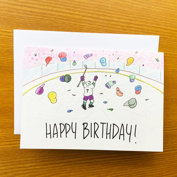 Hockey "Happy Birthday" Greeting Card, Hat Trick - Happy Birthday for Son - Happy Birthday for Hockey Fan - For Hockey Players - Gift Card