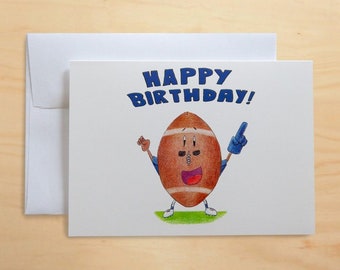 Football Greeting Card,  'HAPPY BIRTHDAY!'  - Blank Inside