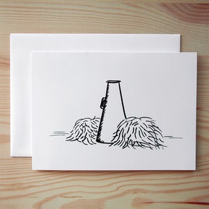 CHEERLEADING Greeting Card, Black and White - Pom Poms - Megaphone - Competition - Football Game Cheerleaders