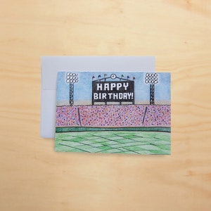 Biglietto d'auguri di buon compleanno, campo da baseball - buono regalo - carta bianca - per lui - per lei - per gli amanti del baseball - Il passatempo preferito d'America!