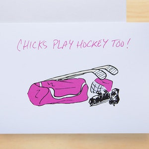 HOCKEYKARTE - Auch Küken spielen Hockey! Grußkarte – Mädchen-Hockey-Grußkarte – Frauen-Hockey-Grußkarte – lustige Karte – einzigartiges Kunstwerk
