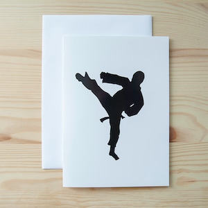 Tarjeta de felicitación KARATE BOY SILHOUETTE - Tarjeta de regalo - En blanco por dentro - Ideal para cualquier ocasión