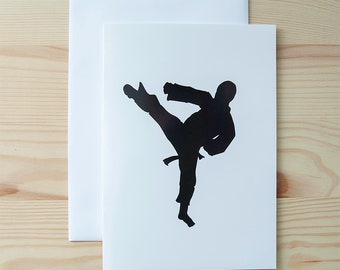 Carte de voeux KARATE BOY SILHOUETTE - Carte-cadeau - Vierge à l'intérieur - Idéal pour toutes les occasions