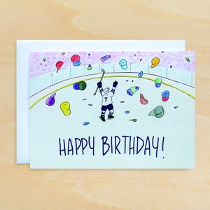 HOCKEY Hat Trick Happy Birthday Card - Carte d'anniversaire pour fils - Pour frère - Pour joueur de hockey - Pour les fans de hockey - Pour les amateurs de hockey