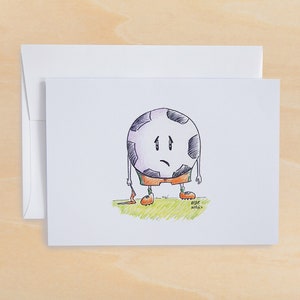 SAD SOCCER BALL Grußkarte - erhalten bald Grußkarte - Cheer Up Karte - Sport Verletzung Karte - Ermutigung Karte - Fußball-Geschenk-Karte -
