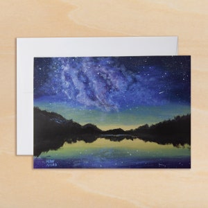 Cartão de felicitações REFLEXÃO DA VIA LÁCTICA - Em branco por dentro - Linda pintura - Aniversário - Casamento - Aniversário - Simpatia - Qualquer ocasião