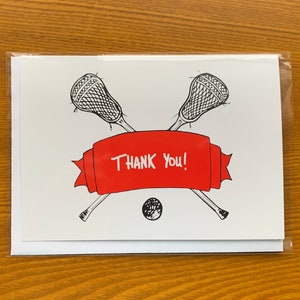 BLUE, GREEN or RED Lacrosse Thank You! Greeting Card - Etsy