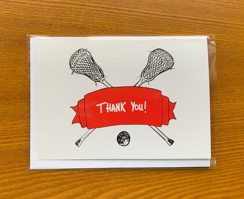 BLUE, GREEN or RED Lacrosse Thank You! Greeting Card - Etsy