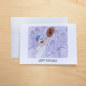 Happy Birthday! - FAN CATCHES FOUL Ball - Birthday Greeting Card - Dream Come True Catch! - Baseball Game Birthday Card - For Baseball Fans