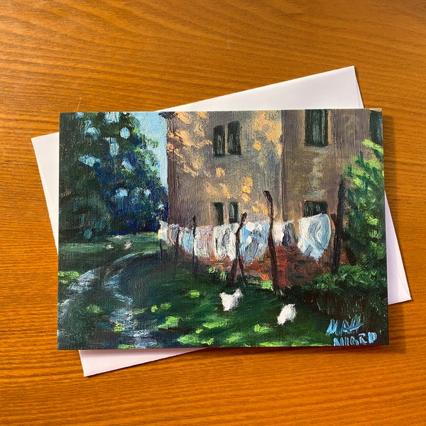 NEW! Italian Villa Greeting Card - For Birthday or Any Occasion - Blank Inside - Original Painting - Glossy Print - Italy - For Him or Her