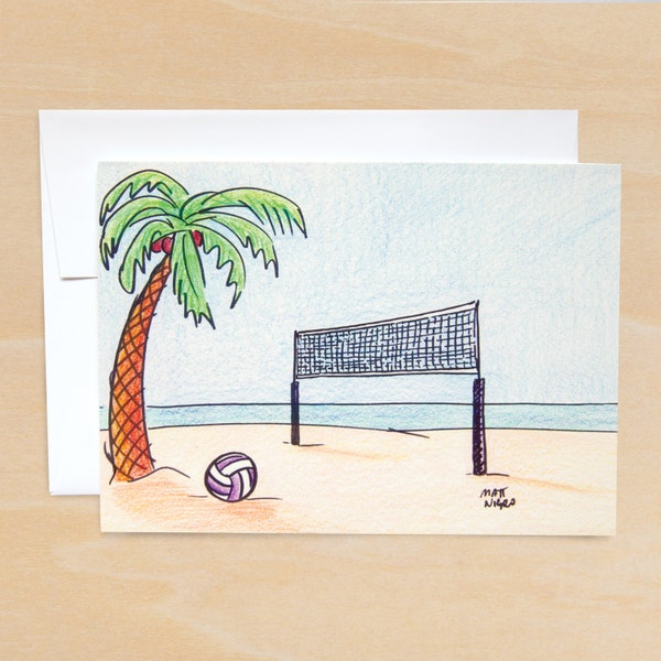 Beach Volleyball Greeting Card - Blank Inside - Any Occasion - Gift Card -