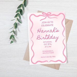 first birthday bow invitation