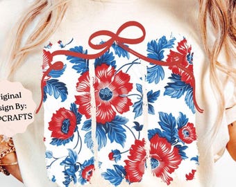 Preppy Brushstroke Flowers PNG: Boho Summer Shirt Design, Digital Download