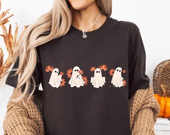 Retro Floral Ghosts Png, Cute Halloween Ghosts Png, Vintage Ghost Png, Ghosts with Flowers PNG, Spooky Season PNG, Boujee ghost Kawaii Ghost