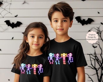 Neon Halloween Skeleton PNG: Glow In The Dark Sublimation Design (Digital Download)