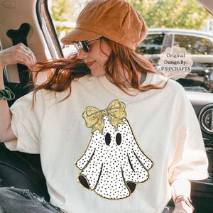 Coquette Ghost PNG for Shirts, Polka Dot Ghost Sublimation, Cute Boo Png with Bow, Girly Halloween Clipart, Boho Fall Ghost Sublimation pngs