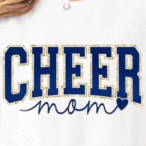 Cheer Mom PNG: Navy Blue & Gold Sublimation Design, Digital Download