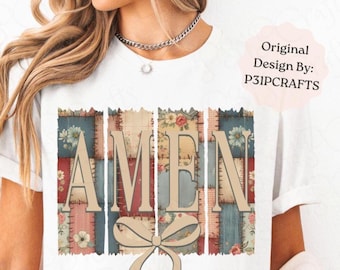 Amen PNG, Boho Floral Sublimation Design Christian Shirt Graphic